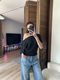 Mila Düşük Omuz Bluz Siyah
