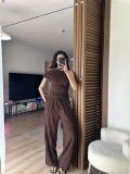 Moss Dokulu Takım Kahverengi
