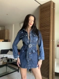 Nola Denim Elbise Koyu Mavi
