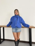 Taş Detaylı Spor Bomber Ceket Saks Mavi
