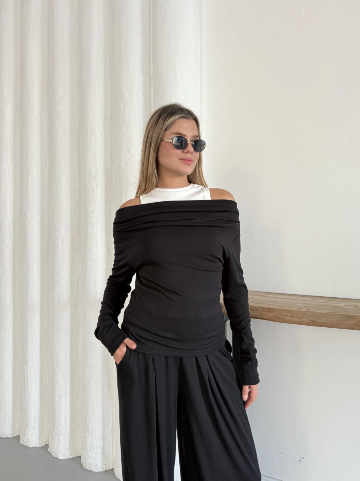 Atlet Detay Modal Bluz-Pantolon Takım