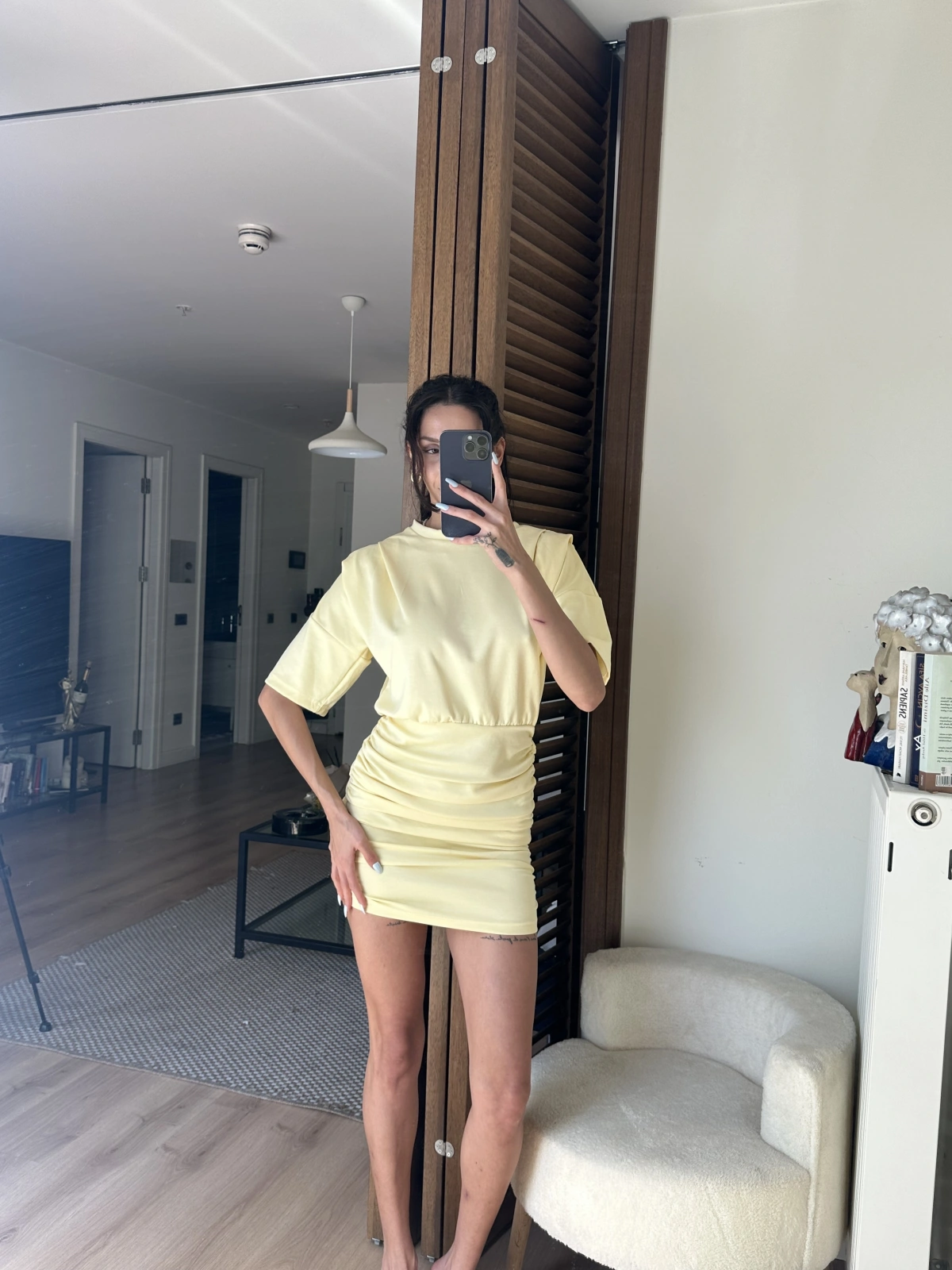 Avena Drape Detaylı Elbise Sarı