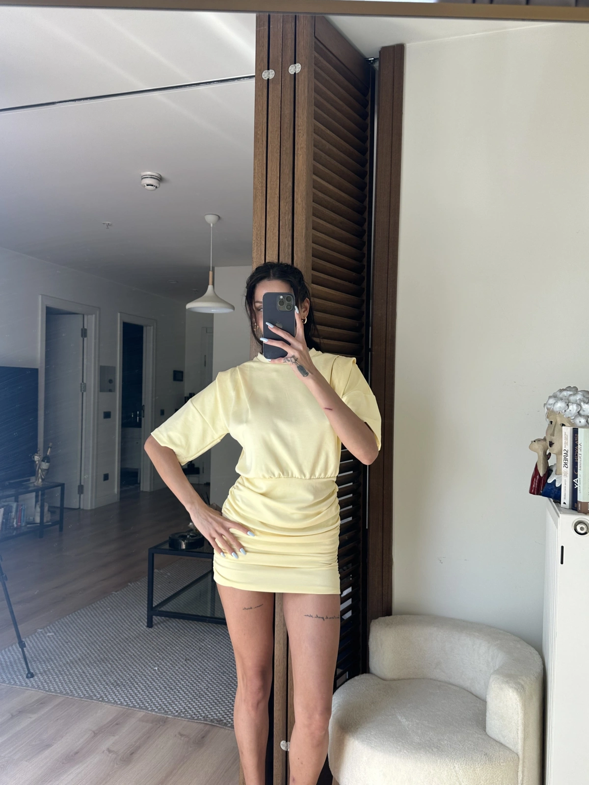 Avena Drape Detaylı Elbise Sarı