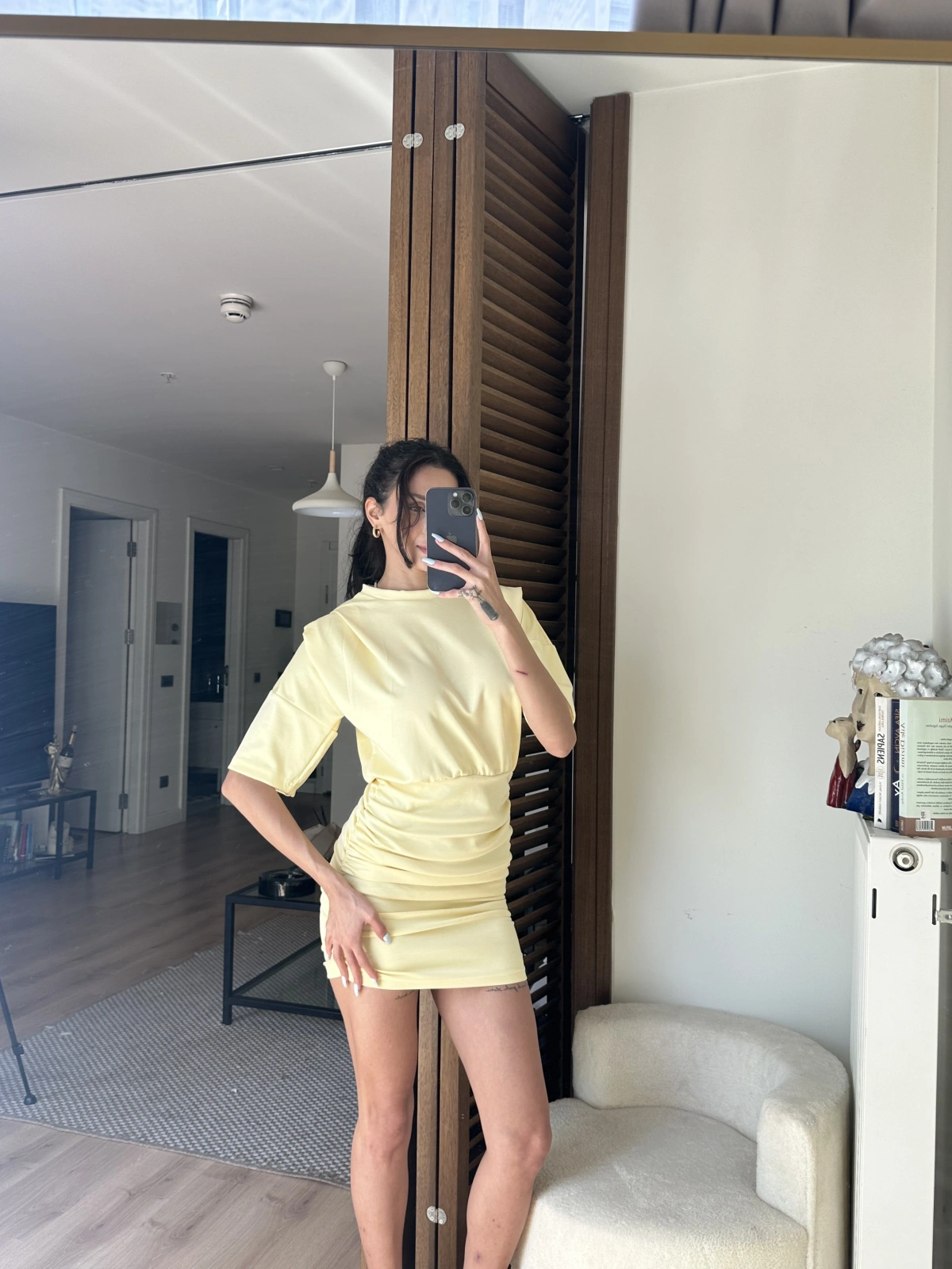Avena Drape Detaylı Elbise Sarı