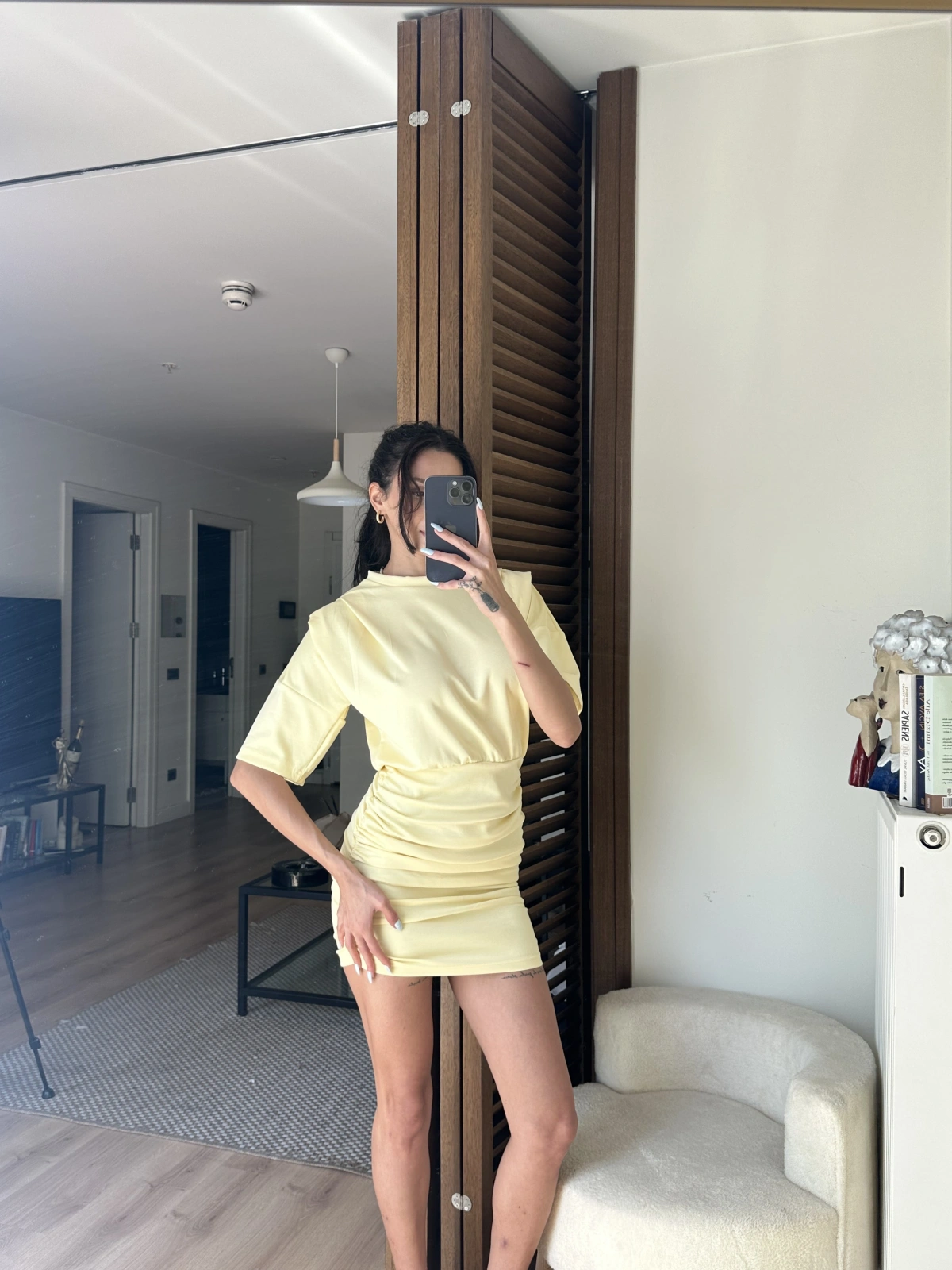Avena Drape Detaylı Elbise Sarı