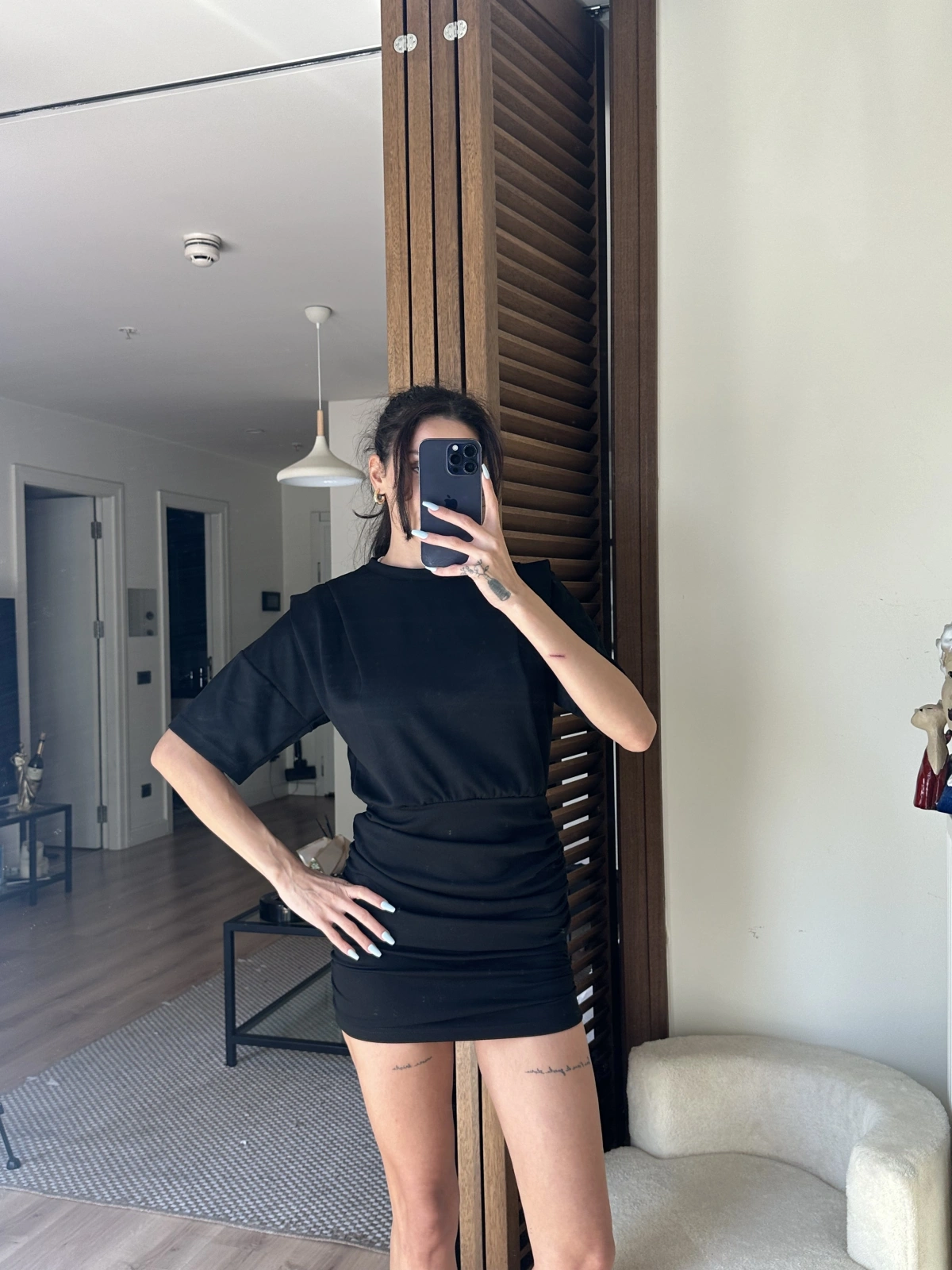 Avena Drape Detaylı Elbise Siyah