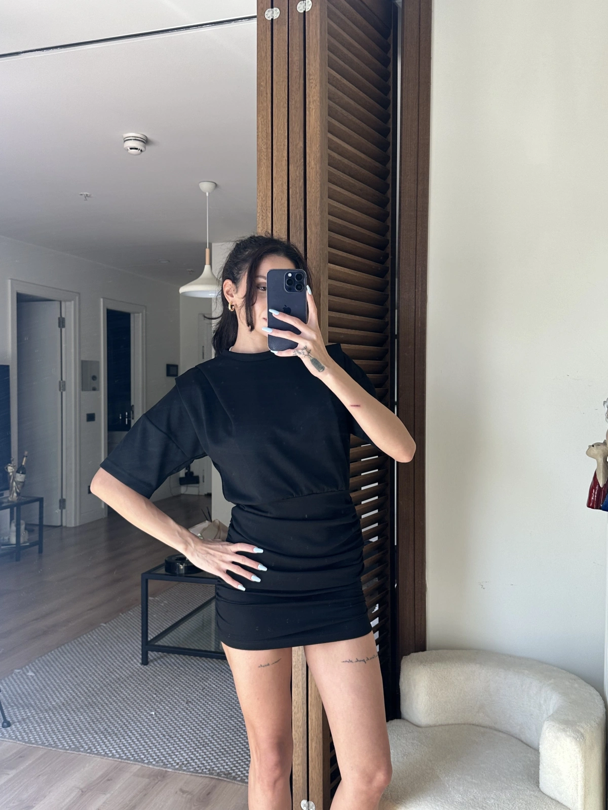 Avena Drape Detaylı Elbise Siyah