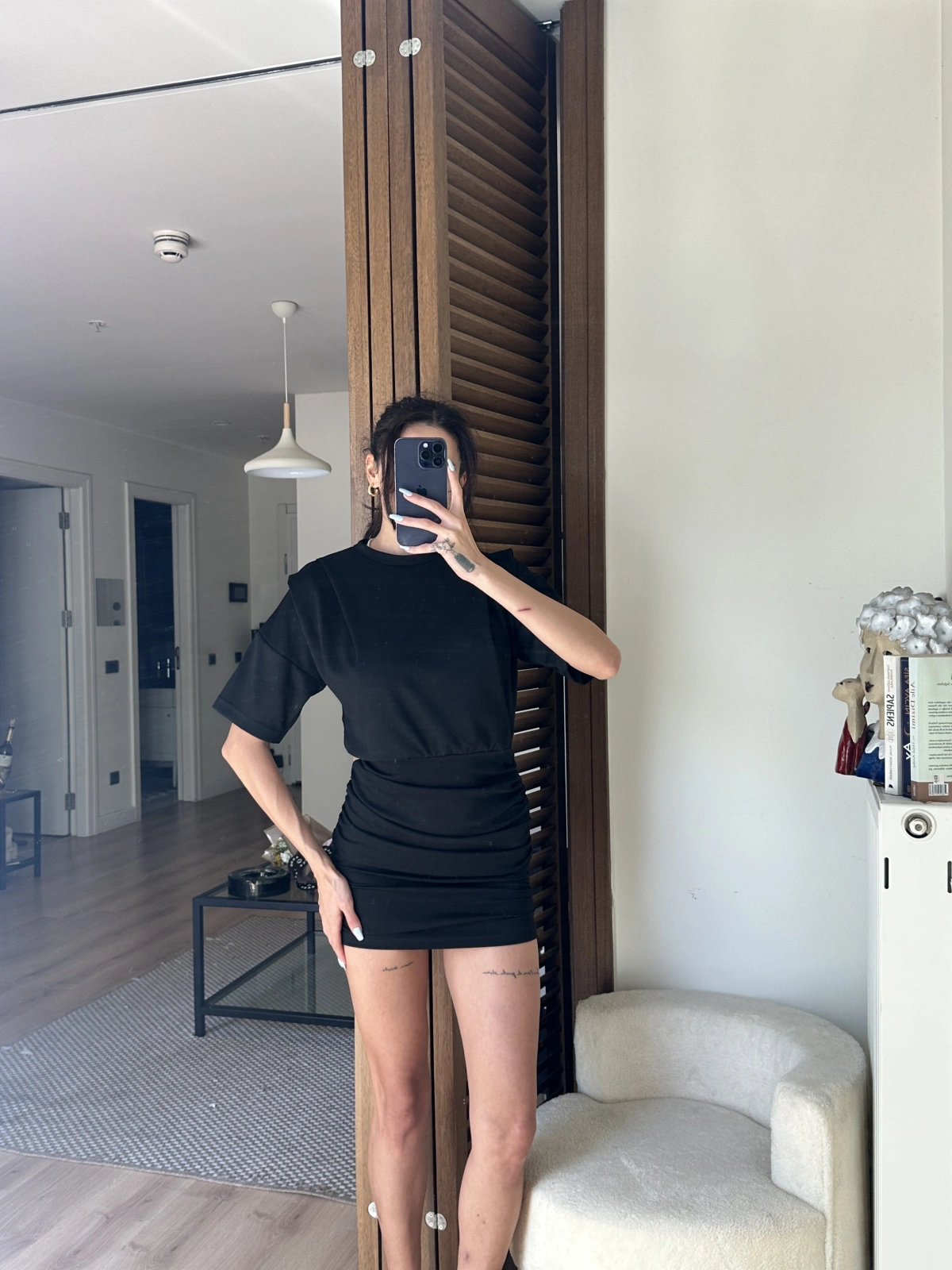 Avena Drape Detaylı Elbise Siyah