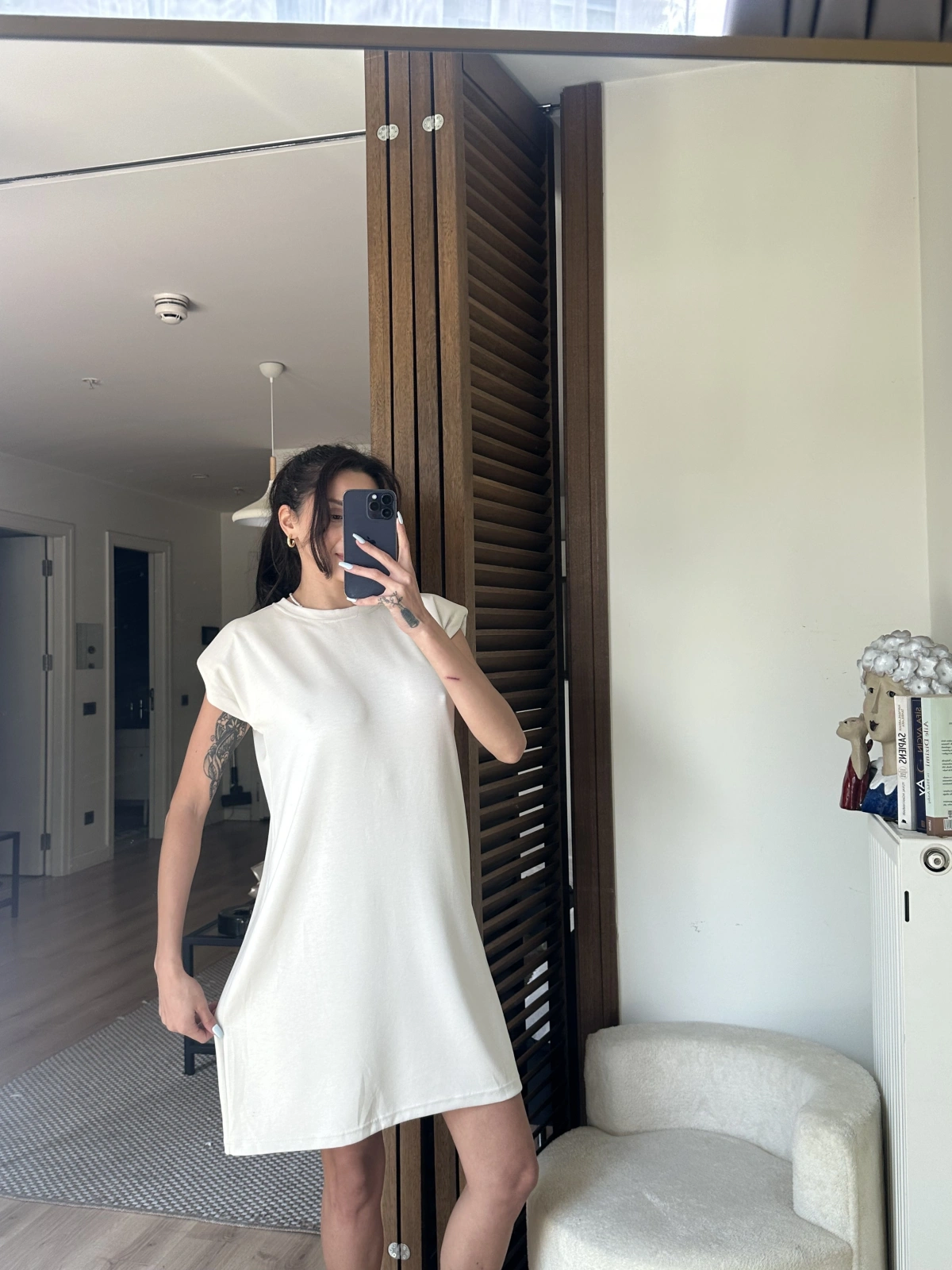 Daisy Vatkalı Elbise Krem