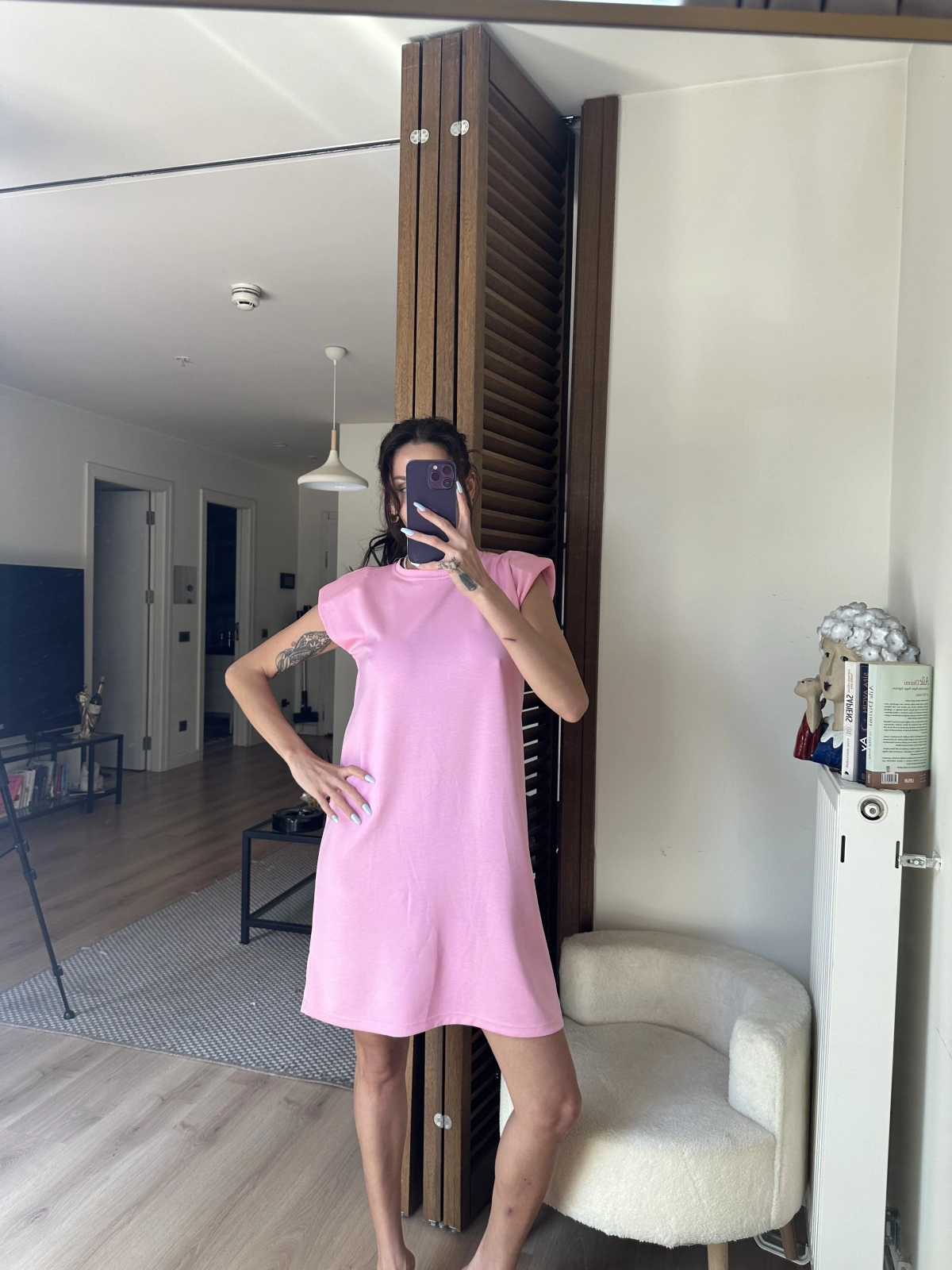 Daisy Vatkalı Elbise Pembe