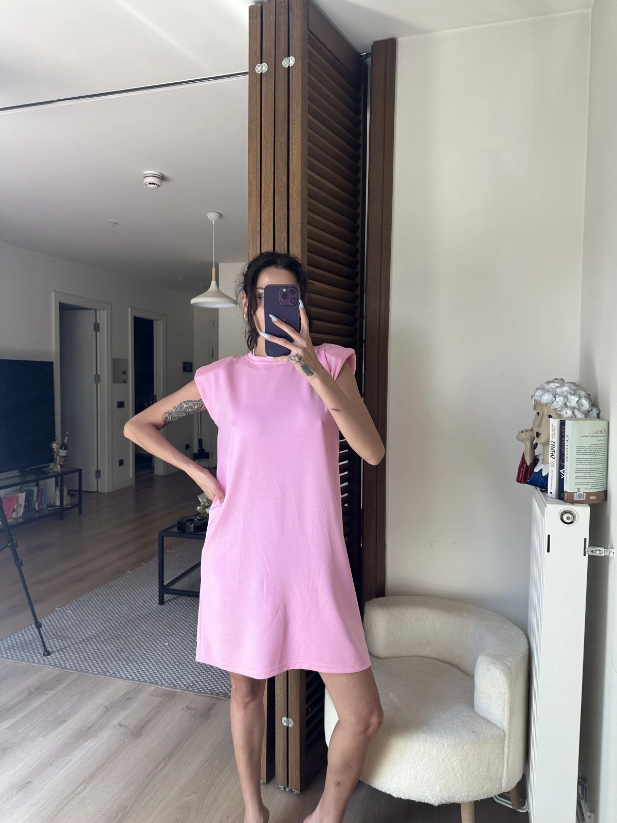 Daisy Vatkalı Elbise Pembe