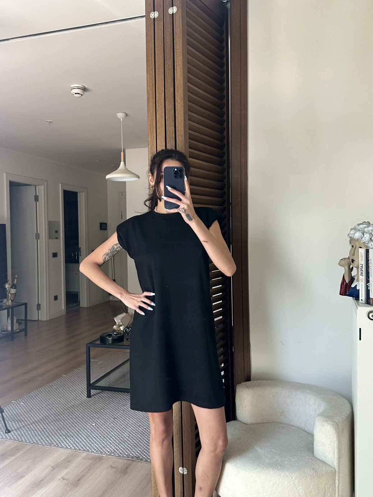 Daisy Vatkalı Elbise Siyah