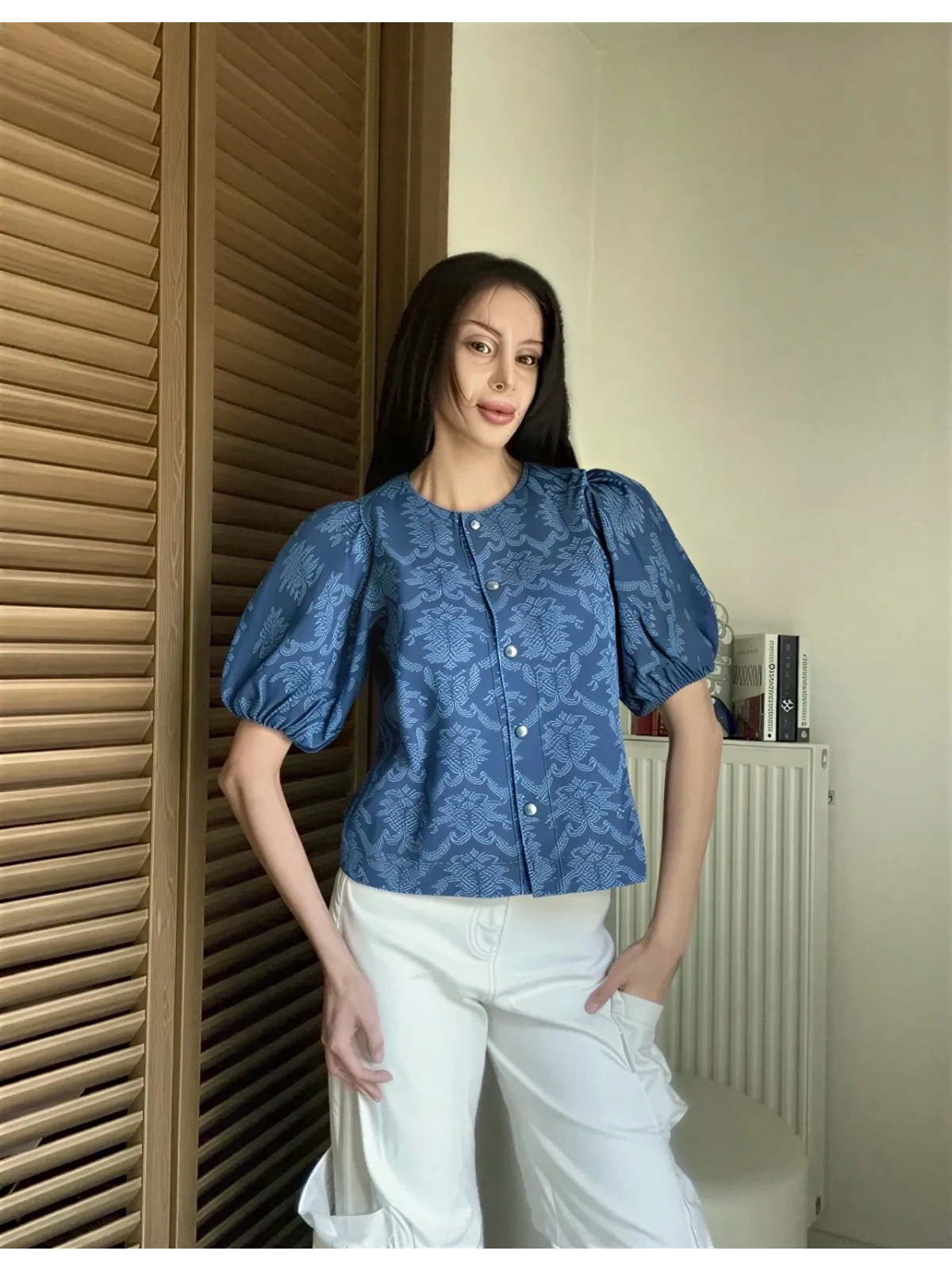 Marielle Balon Kol Denim Bluz