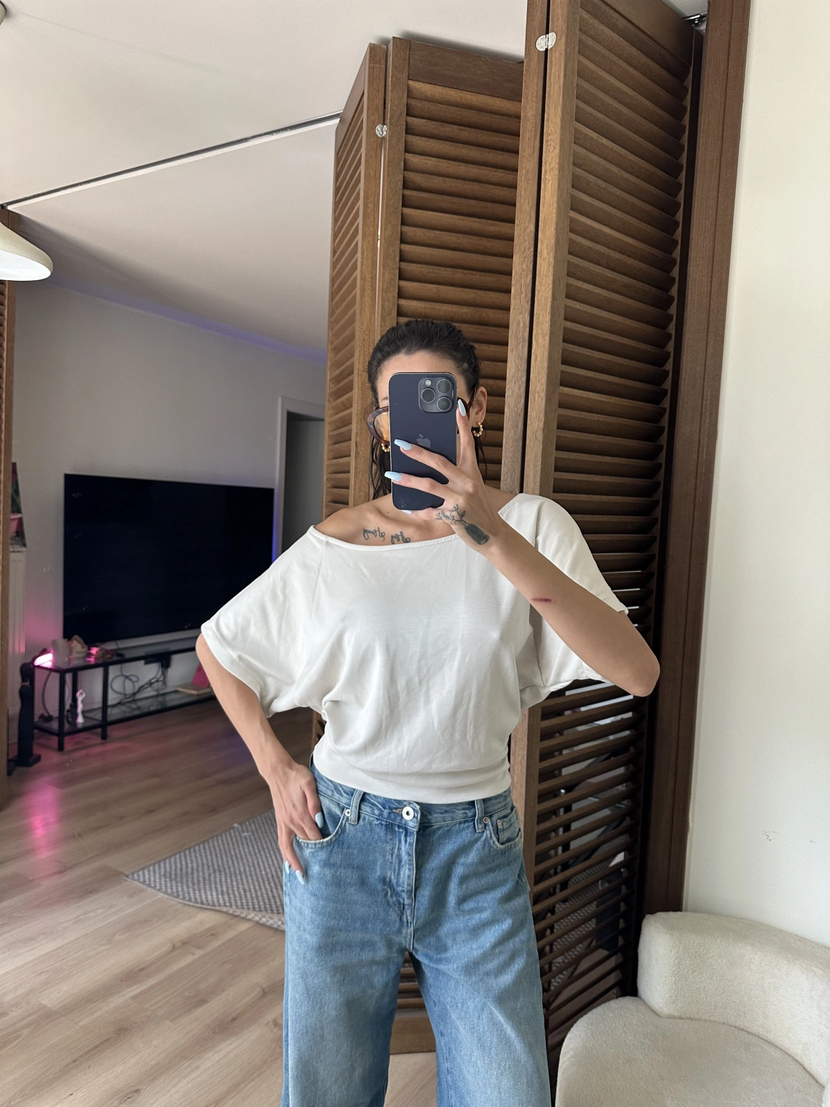 Mila Düşük Omuz Bluz Krem