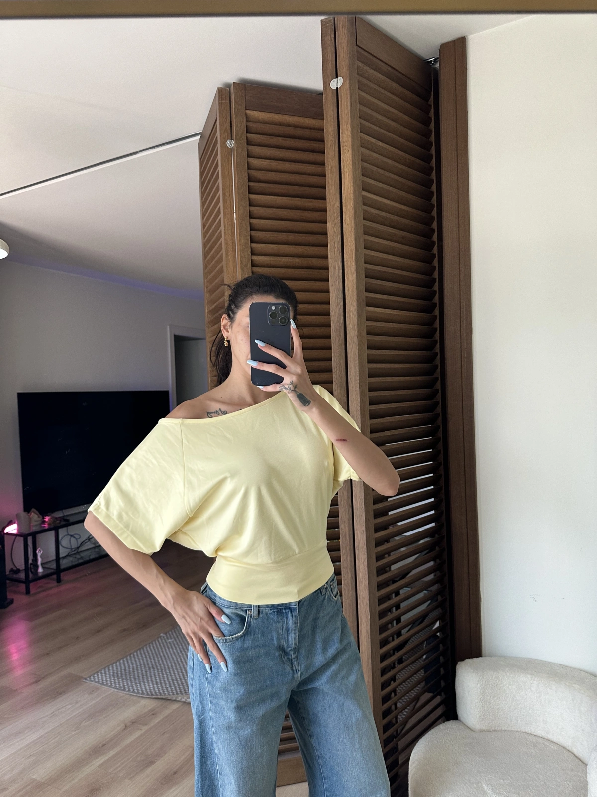 Mila Düşük Omuz Bluz Sarı
