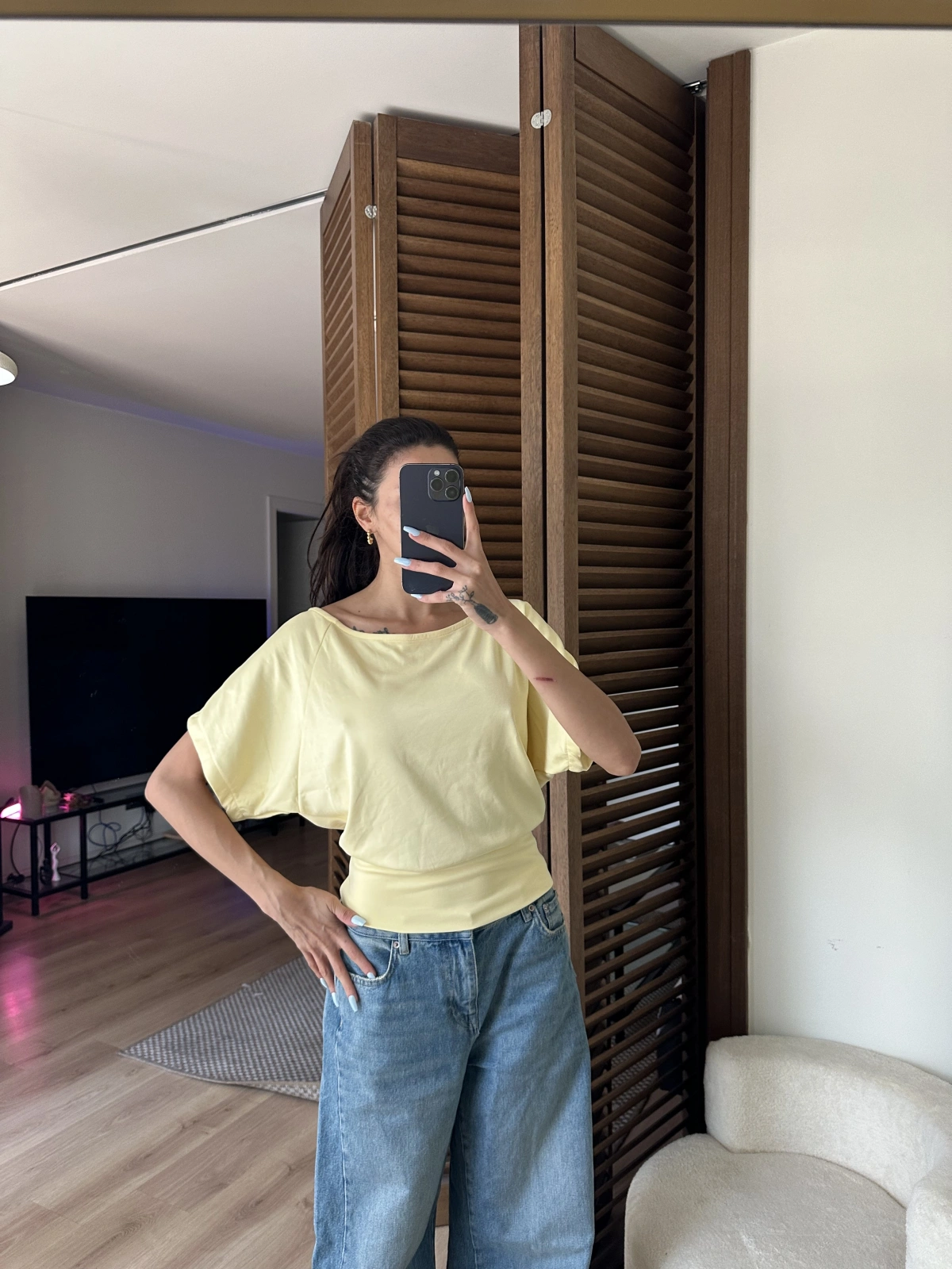Mila Düşük Omuz Bluz Sarı