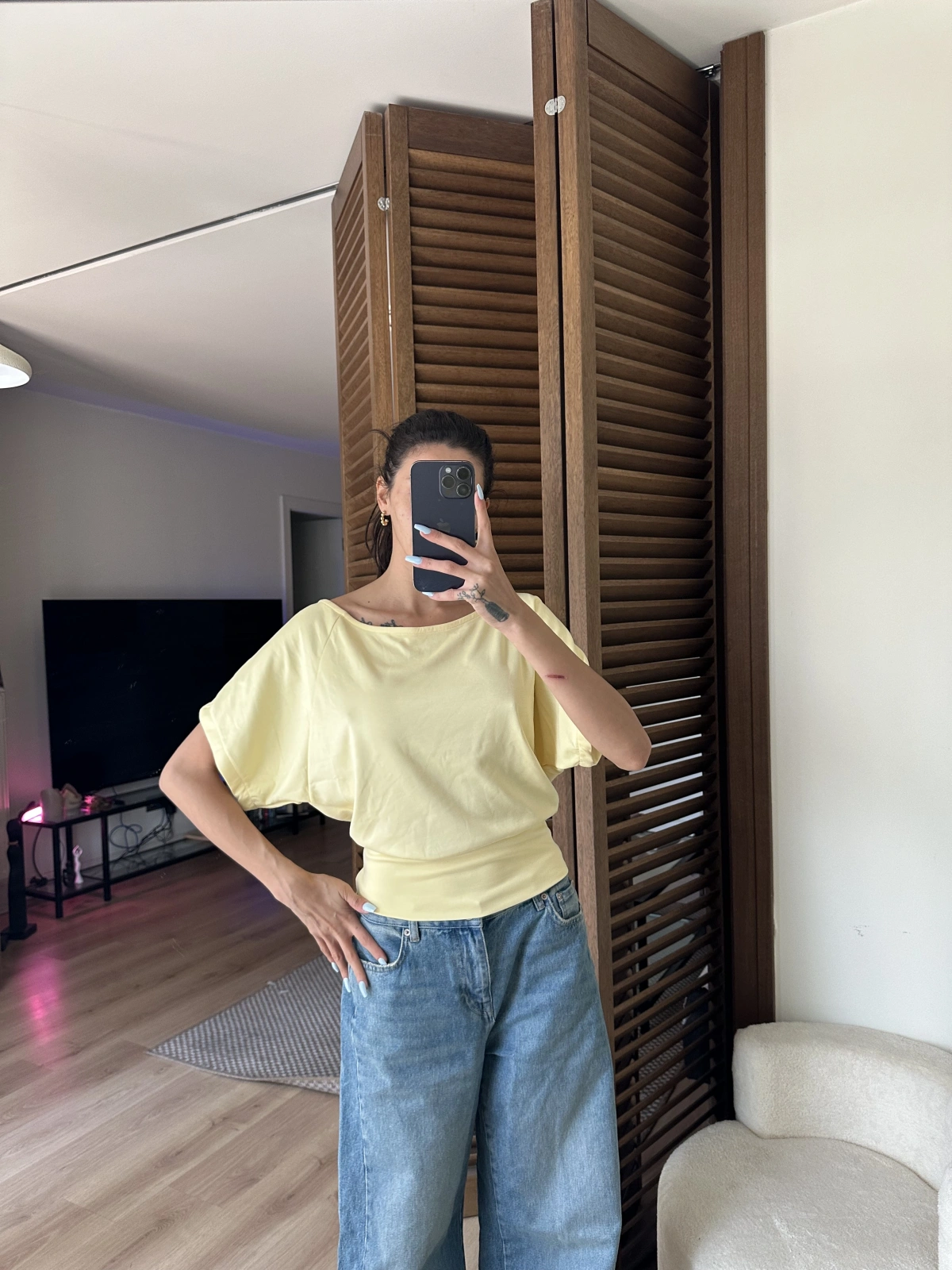 Mila Düşük Omuz Bluz Sarı