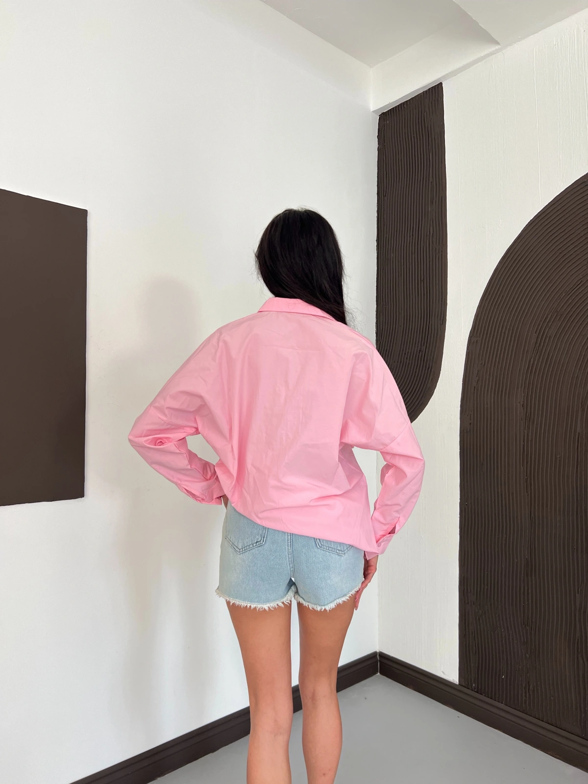 Nakış Detaylı Poplin Gömlek Pembe