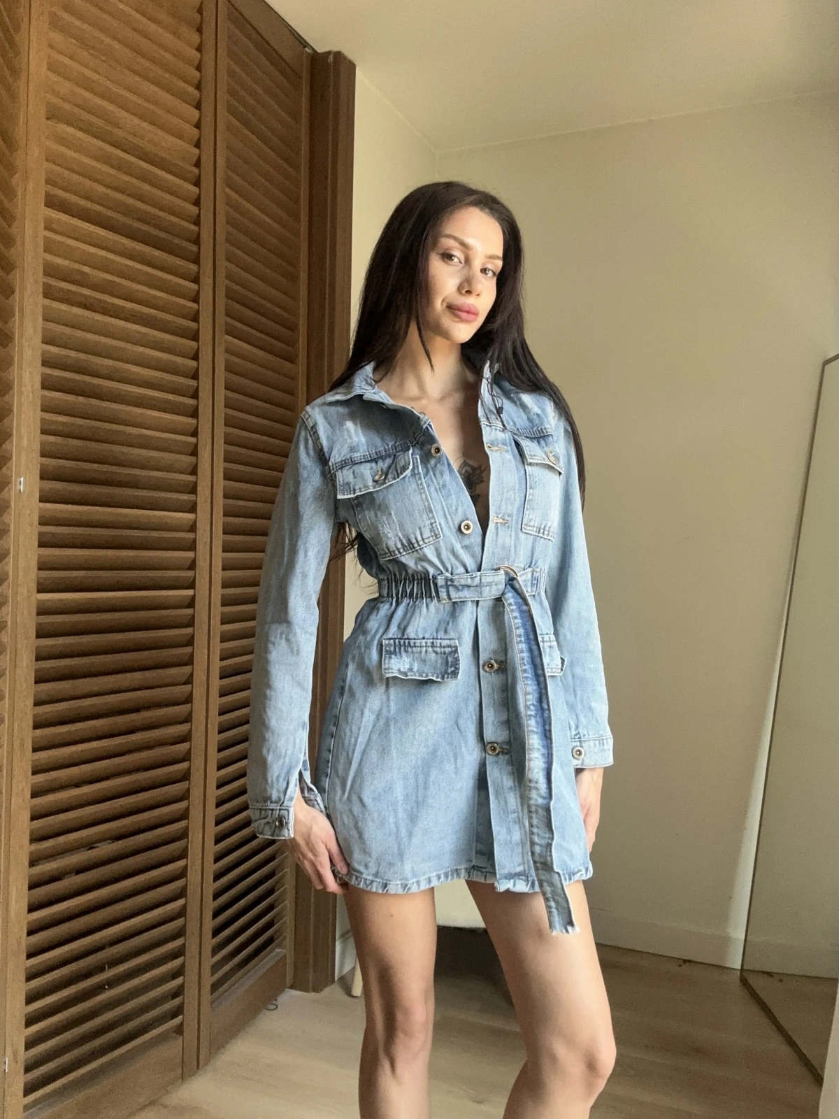 Nola Denim Elbise Açık Mavi