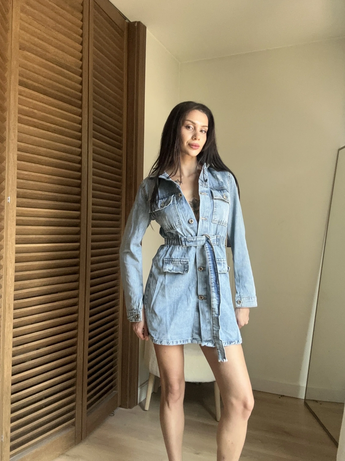 Nola Denim Elbise Açık Mavi