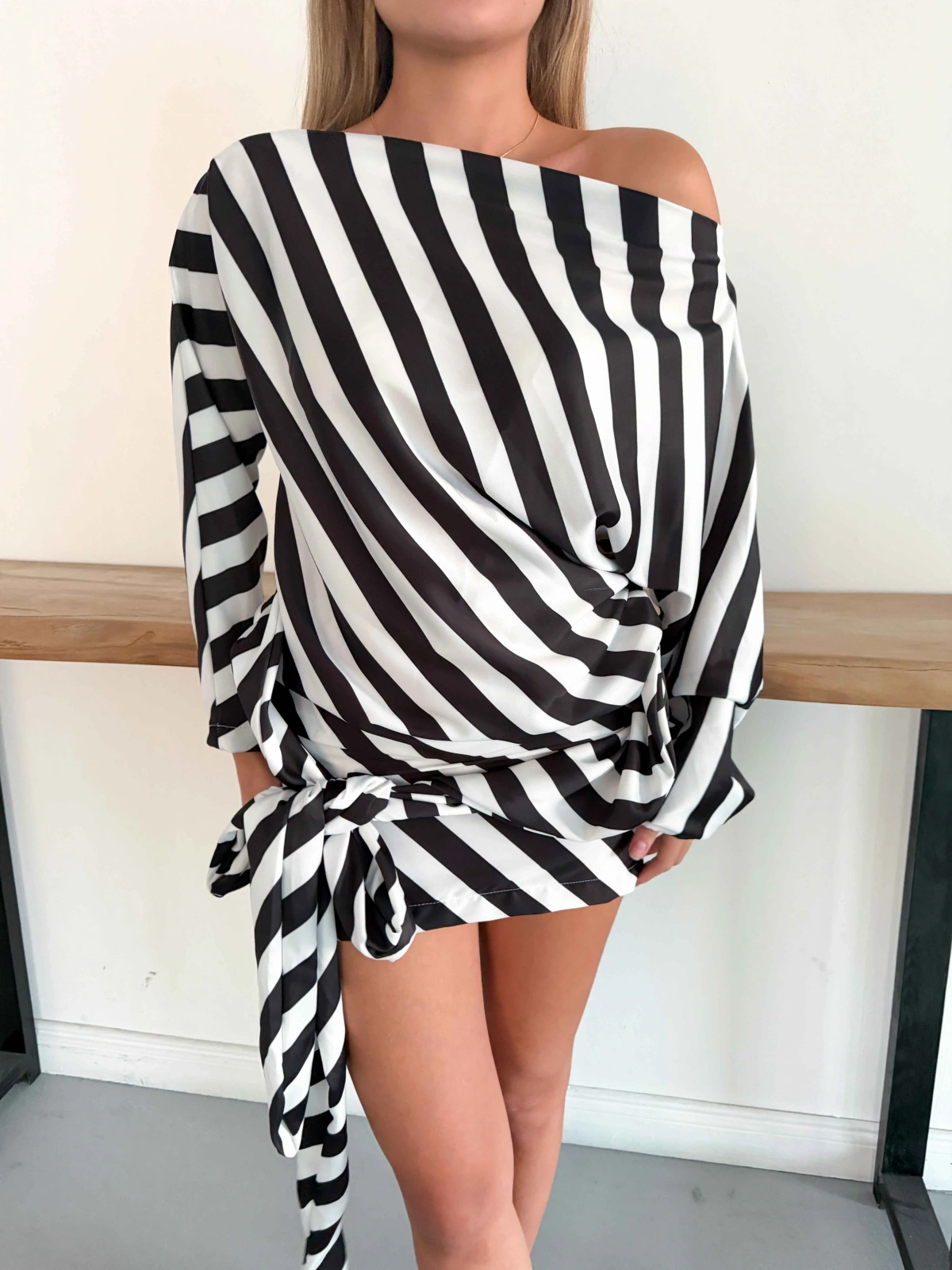 Zebra Desen Saten Elbise
