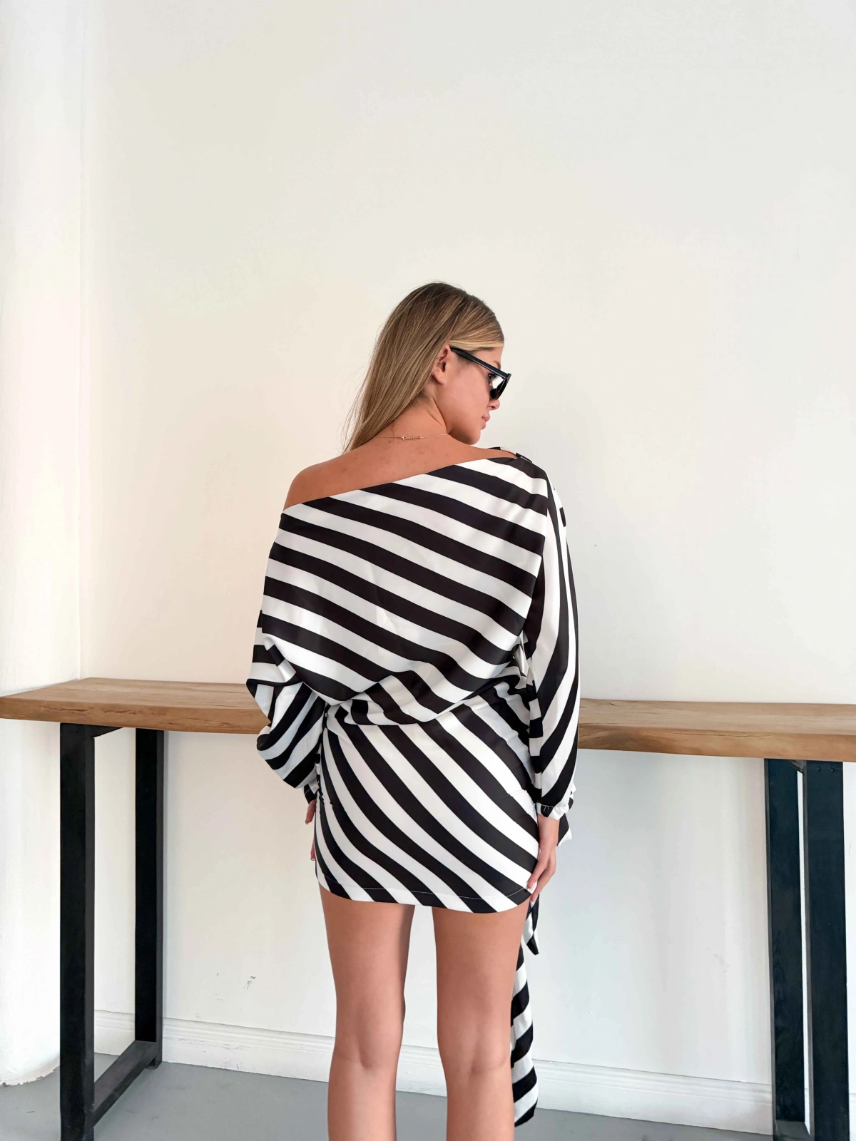 Zebra Desen Saten Elbise