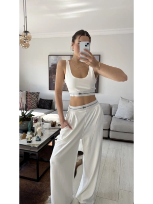 Beyaz Muadil Büstiyer Eşofman Takım