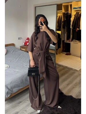 Rachel Kahverengi Bel Kuşaklı Modal Takım