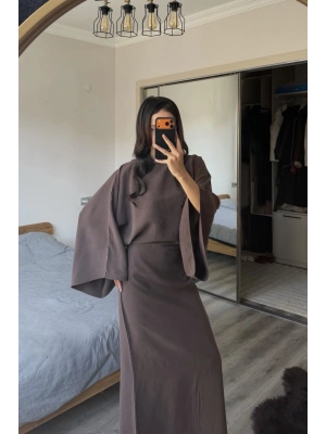 Kahve Massi Muadil Bağcıklı Elbise
