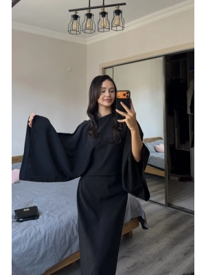 Siyah Massi Muadil Bağcıklı Elbise