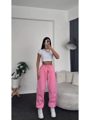 Pembe Yüksek Bel Jogger Eşofman Altı