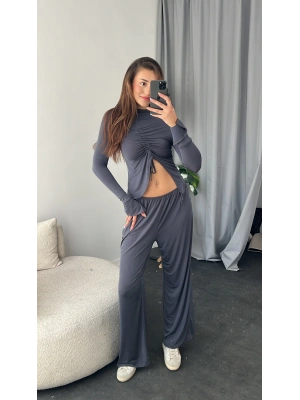 Antrasit Asimetrik Büzgülü 2’li Takım