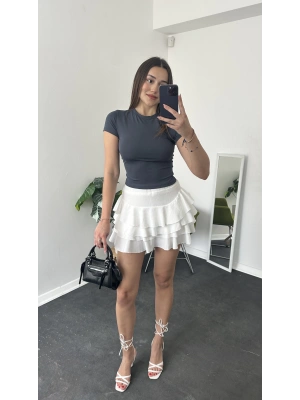 Antrasit Bisiklet Yaka Kısa Kollu Basic Body