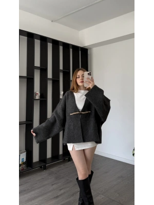 Antrasit Elira Kalın Ceket Hırka