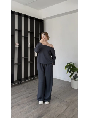 Antrasit Selia Düşük Omuzlu 2’li Takım