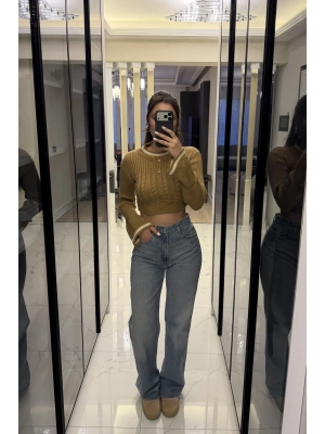 Bej Blair Volan Kol Triko Kazak