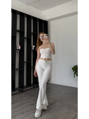Beyaz Femma Çizgili 2’li Takım