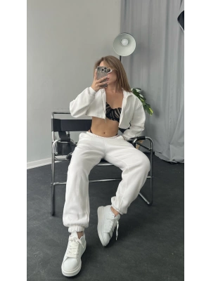 Beyaz Kısa Eşofman 2’Li Takım