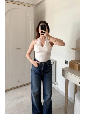 Beyaz Nancy Dantel Kombineli Bodysuit