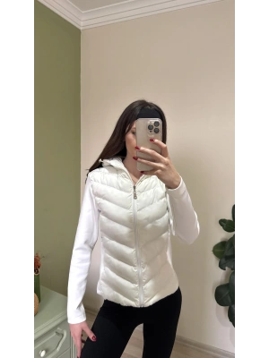 Beyaz Viral Muadil Slim Fit Mont