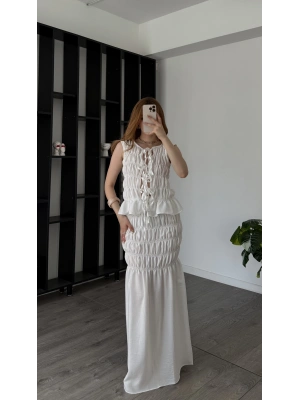 Beyaz Zey Tasarım Bağcıklı Takım