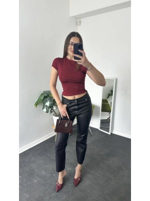 Bordo Bisiklet Yaka Kısa Kollu Basic Body