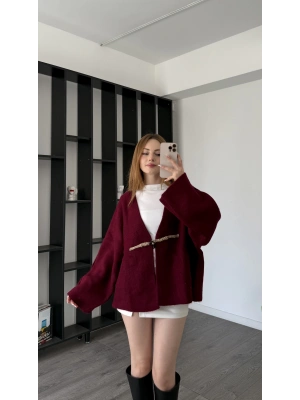 Bordo Elira Kalın Ceket Hırka