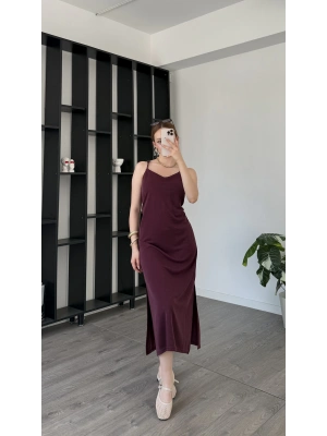 Bordo Gaia Ayarlanabilir Askılı Elbise