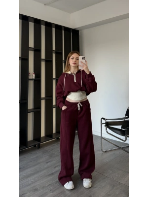 Bordo Leo Belden Oturmalı 2’li Takım