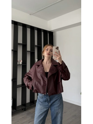 Bordo Shay Deri Ceket