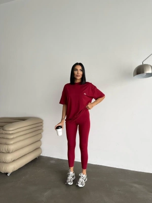 Bordo Tshirt & Tayt Marka 2’li Takım