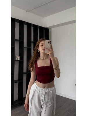 Corey Bordo Drape Detay Bluz