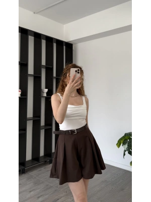 Edna Kahve Kemerli Şehir Boy Şort