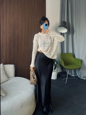 Ekru Ajurlu Kroşe Kazak